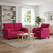Vidaxl Kavčna garnitura 2 pcs Vinorodna rdeča Žamet
