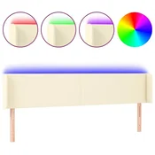 Vidaxl LED posteljno vzglavje krem 203x16x78/88 cm umetno usnje
