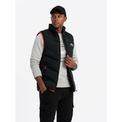 Ombre Mens quilted sleeveless jacket with neon accents - black