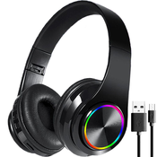 Bluetooth 5.0 bežicne LED RGB slušalice za igranje + mikrofon crne