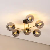 EMIBIG LIGHTING Stropna svetilka Glassy, črna/zlata/grafitna, 75 cm, 6-žarilna - Dnevna soba/jedilnica - Sodobni - črna, zlata, grafitna - Steklo