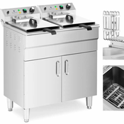 Royal Catering Električni dvojni cvrtnik, prostostoječi z omarico 400 V 10000 W 26 l