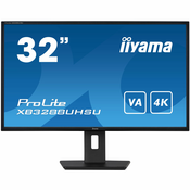 iiyama ProLite XB3288UHSU-B5, 80 cm (31.5), 3840 x 2160 pikseli, 4K Ultra HD, LCD, 3 ms, Crno