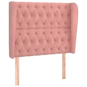Vidaxl Vzglavje z ušesi roza 103x23x118/128 cm žamet