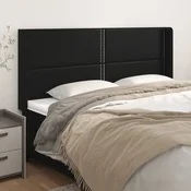 Vidaxl vidaXL Vzglavnik s krilci črne barve 183x16x118/128 cm umetno usnje