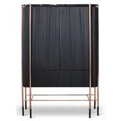Casa Padrino luxury bar cabinet black/matt black/copper 104 x 52 x H. 150 cm - Illuminated wine cabinet with 2 doors - Living Room Furniture - Bar Furniture - Hotel Furniture