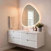 Skye Decor Set kupatilskog ormarica sa umivaonikom i ogledalom, 2 dela, Beli