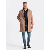 Ombre Single-breasted mens long coat with collar and bolster - brown