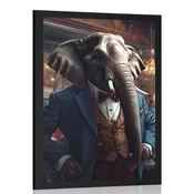 Plakat živalski gangster slon - 30x45 silver