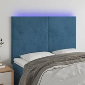 Vidaxl vidaXL Vzglavje postelje z LED diodo temno modro 144x5x118/128 cm