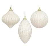 Božična kroglica z bleščicami bela 8 cm 1kos - bela