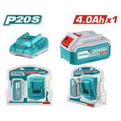TOTAL Set baterija 20v 4.0ah i punjac 2.0ah