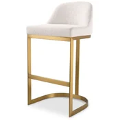 Casa Padrino luxury bar chair cream white/brass 51.5 x 47 x H. 91 cm - Upholstered stainless steel bar stool - Bar furniture - Luxury furniture - Luxury quality