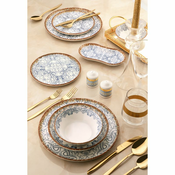 27-delni jedilni komplet, modra/rjava, porcelan