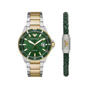 Ročna ura Emporio Armani Diver Gift Set AR80063SET Silver/Green
