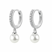 Brosway Srebrni obročasti uhani s cirkoni in biseri Infinite White Fancy FIW144