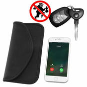 HURTEL PROTIVLOMNA TORBICA ZA AVTOMOBILSKE KLJUČE TELEFON BLOKIRANJE RADIJSKIH VALOV FARADAY BOX FARADAY CAGE 20CM X 11CM ČRNA