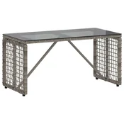 Vidaxl Zunanja miza Siva in črna 80 x 40 x 40 cm PE Ratan in Steklo