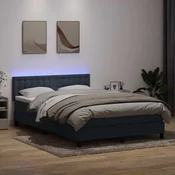 vidaXL Box spring posteljni z vzmetnico LED temno siv 160x210 cm žamet