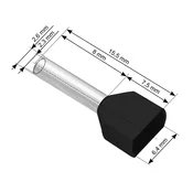 slomart Blow 43-087# Izolirani konektor tulejka 2x1,5/8 mm, črn, 100 kosov