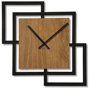 shumee Stenska ura Squares 40 cm črna lesena