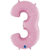 shumee Grabo folija balon številka 3, pastelno roza, 66 cm