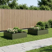 vidaXL Vrtni lonček 2 kos Olivno zelena 80 x 80 x 30 cm Mlinjeni jeklo