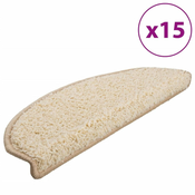 shumee Preproge za stopnice 15 kosov 65x25 cm krem