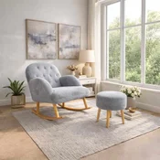 ATELIER DEL SOFA Fotelja i tabure Dugmeli Grey