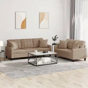 2-dijelni set sofa s jastucima boja cappuccina od umjetne kože