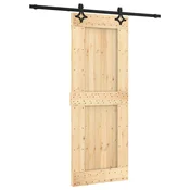 Vidaxl Drsna vrata Naravna in črna 80 x 210 cm Masiven borov les