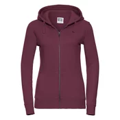 Burgundy womens sweatshirt with hood and zipper Authentic Russell