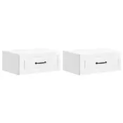 vidaXL Stenski nočni omarici 2 pcs Bela visok sijaj 49 x 34,5 x 20 cm