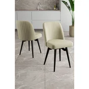 Hanah Home set trpezarijskih stolica Jiva 6 kom, krem tkanina Babyface, crne metalne noge