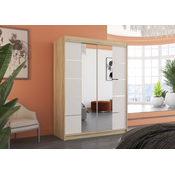 Garderobna omara z drsnimi vrati Nordic - 150 cm - sonoma hrast/bela