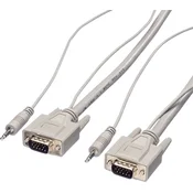 ROLINE Roline 11.04.5153 avdio priključni kabel [1x moški konektor VGA\, 3\,5 mm banana moški konektor - 1x moški konektor VGA\, 3\,5 mm banana moški konektor] 3.00 m siva, (20431853)