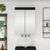 Vidaxl Kopalniška ogledalna omara z vrati TULUM Črna 60 x 16,5 x 78 cm