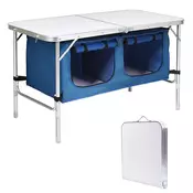 Northix Zložljiva kamping miza aluminij MDF nastavljiva višina 54–71 cm