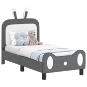 Vidaxl Posteljica za malčke z vzglavjem Svetlo siva 70 x 140 cm PU