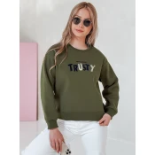 Bluza damska oversize z haftem SOFTRUS zielona Dstreet