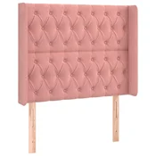 Vidaxl Vzglavje z ušesi roza 103x16x118/128 cm žamet