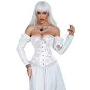 12 Pieces Soft Steel Bones White Sexy Jacquard Palace Style Corset L
