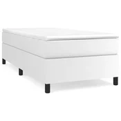 Vidaxl Posteljni okvir z vzmetmi bel 90x190 cm umetno usnje
