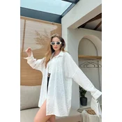 Bianco Lucci Womens Stone Embroidered Linen Ayrobin Shirt