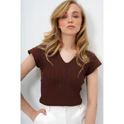 Trend Alacati Stili Ženska bluza Alc-X14147, Smeda
