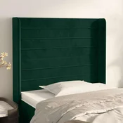 vidaXL Vzglavje z ušesi temno zeleno 83x16x118/128 cm žamet