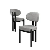 Hanah Home set trpezarijskih stolica Dore 6 kom, siva tkanina Babyface, crne metalne noge