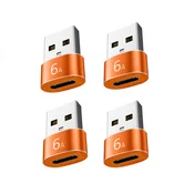 INF Type-C v USB-A ženski adapter 4-delni (oranžen) — 6A PD, (5000277094)