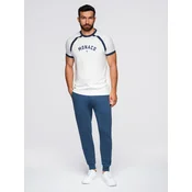 OMBRE Moške trenirke jogger temno modre barve MDN125468 XL