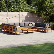 10-dijelna set vrtnih sofa s jastucima masivno bagremovo drvo